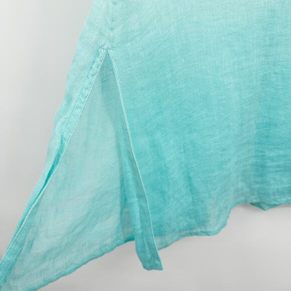 Eileen Fisher 100% Linen Button Down Ombre Dip Dye Tunic Size Small Petite - Picture 7 of 8